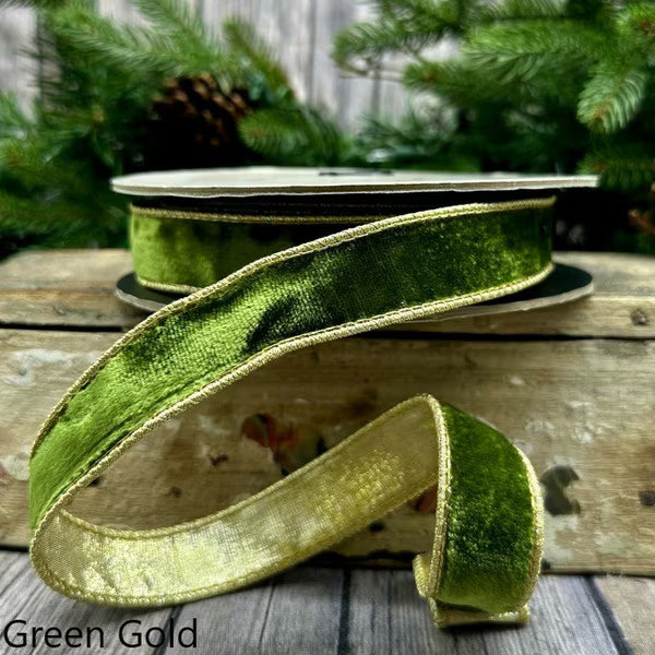 Velvet Ribbon 07-3019 | Green Gold