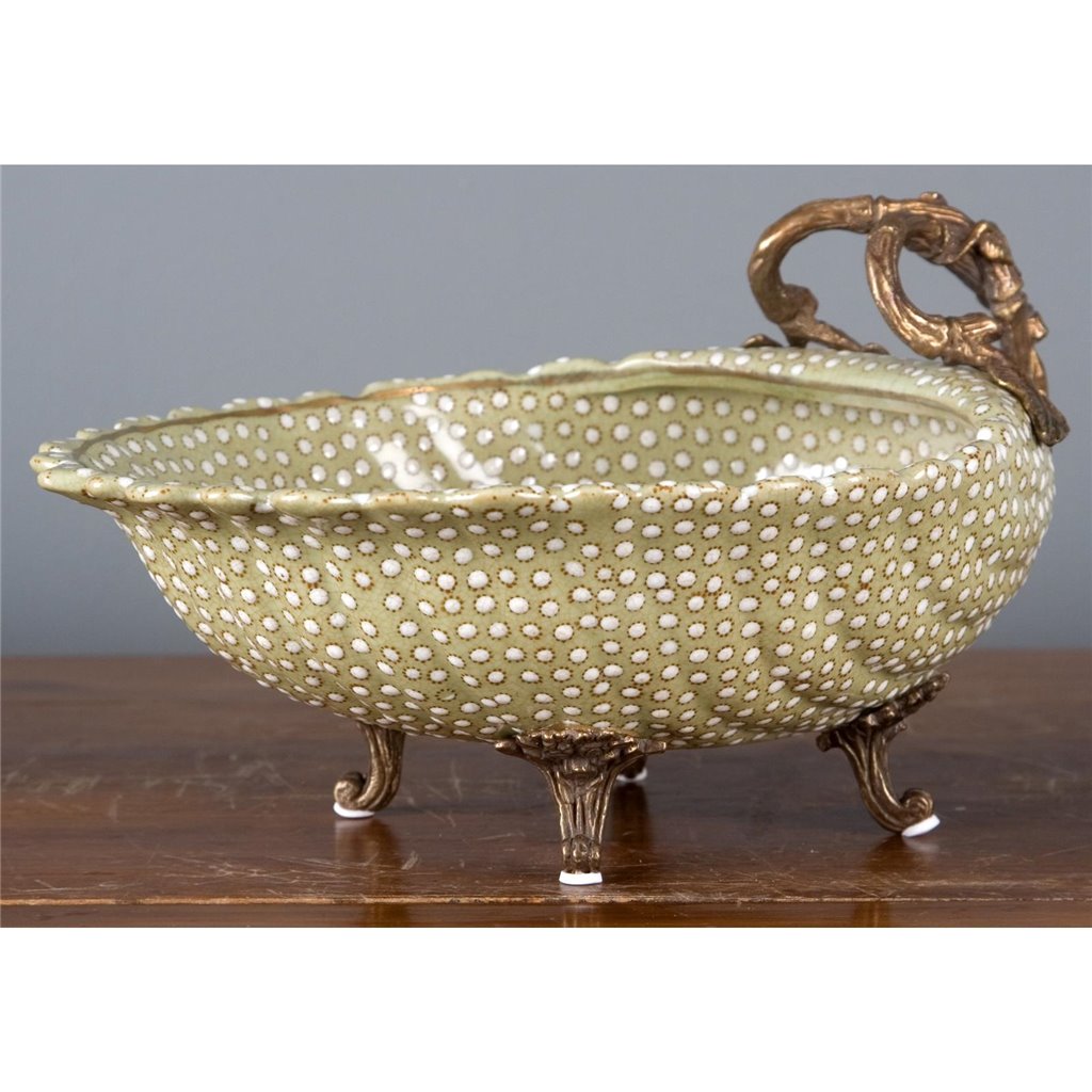 Porcelain Shell Dish with Bronze Accent