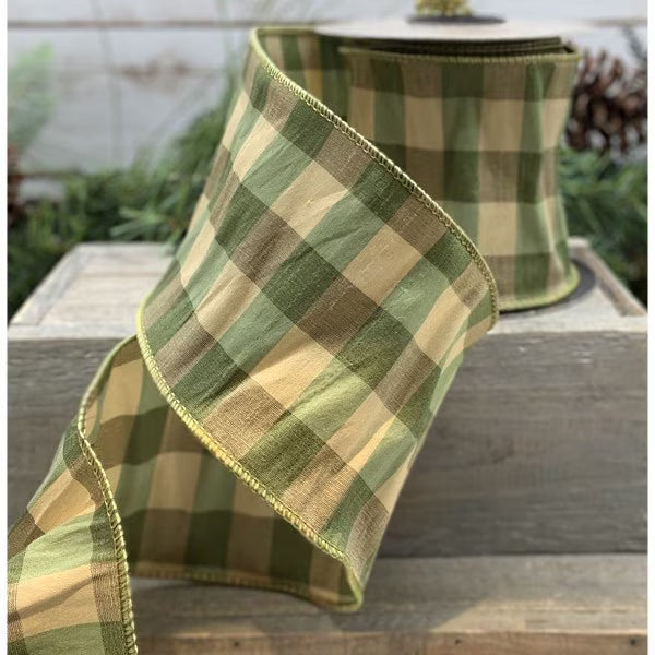 Sun Valley Check Ribbon 25-8167 | Olive Gold