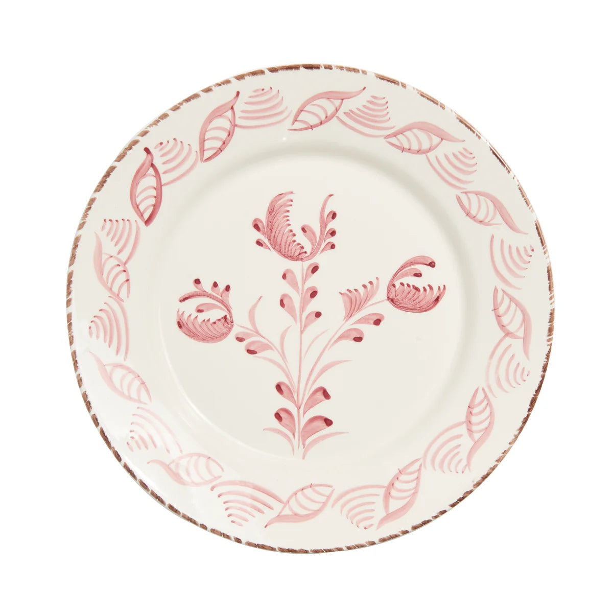 Casa Nuno Pink & White Dinner Plate, 3 Flowers/Shells