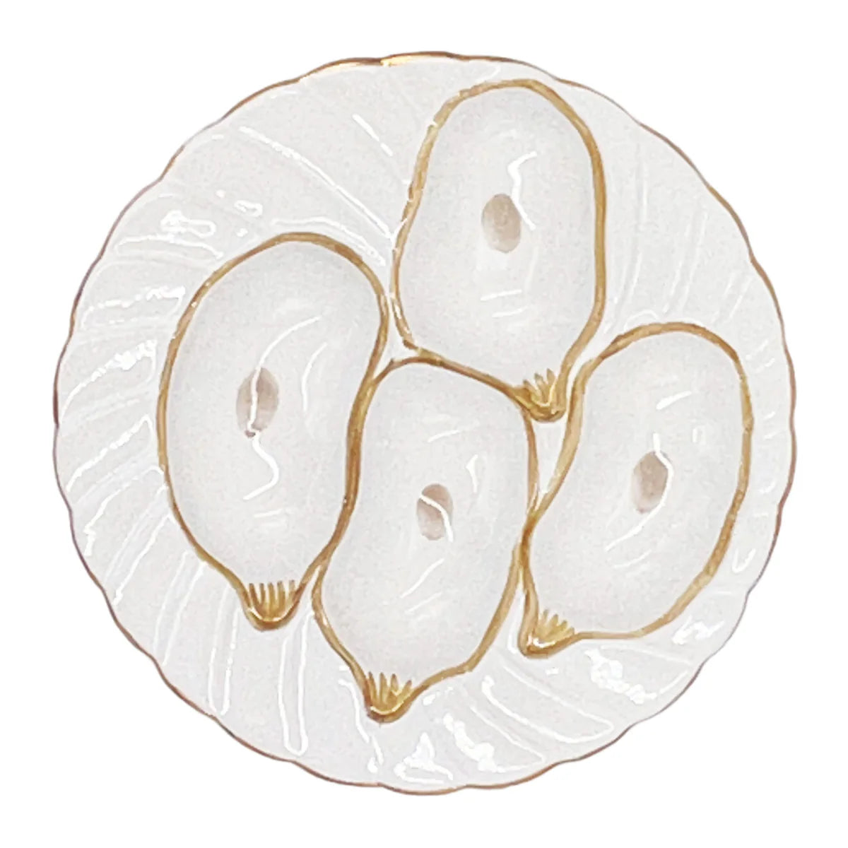 Oyster Plate White with Gold Detailing