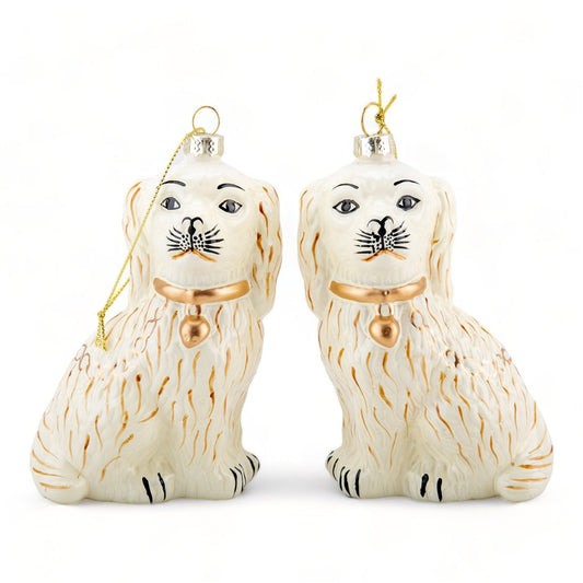 Cream Stafford Dog | Ornament Pair