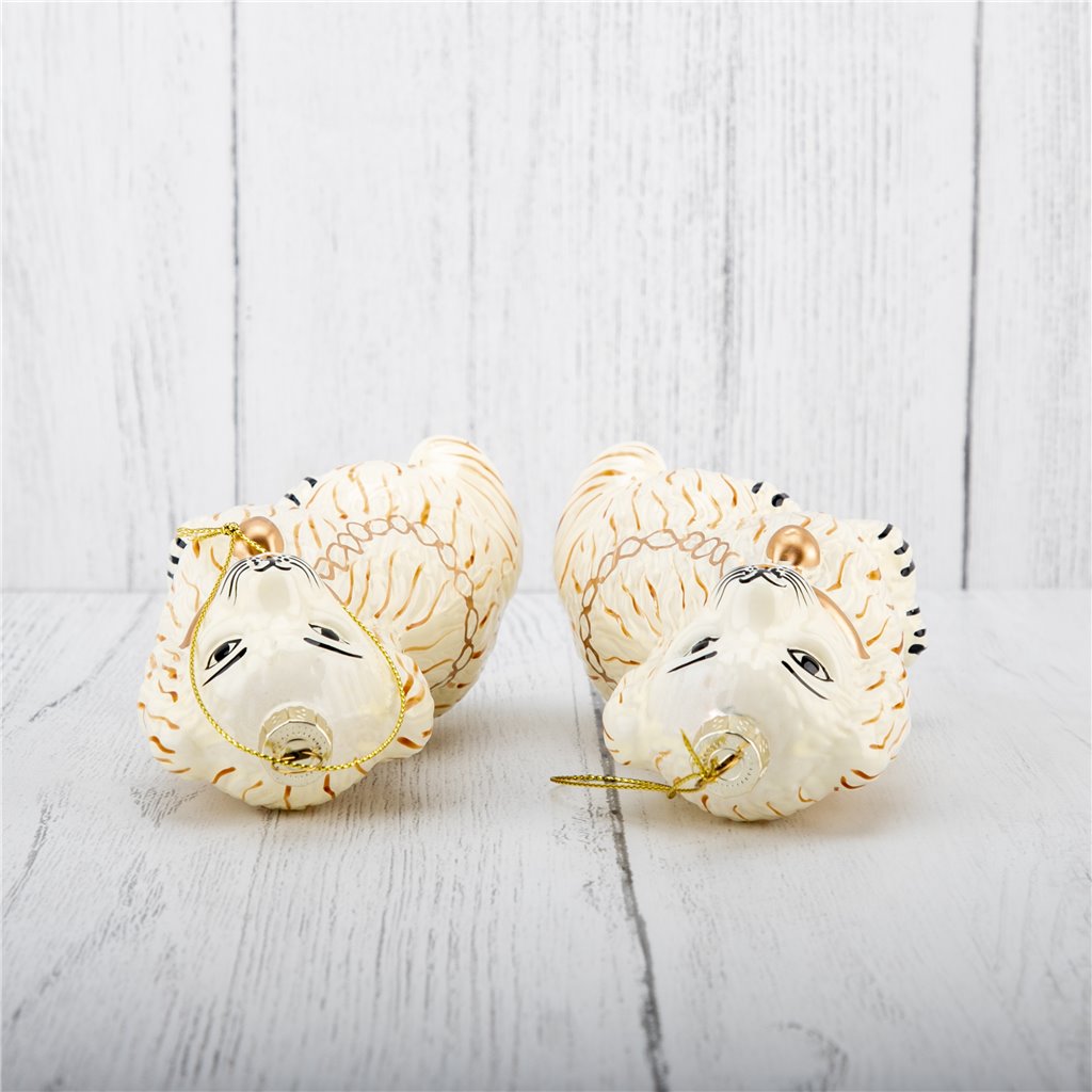 Cream Stafford Dog | Ornament Pair