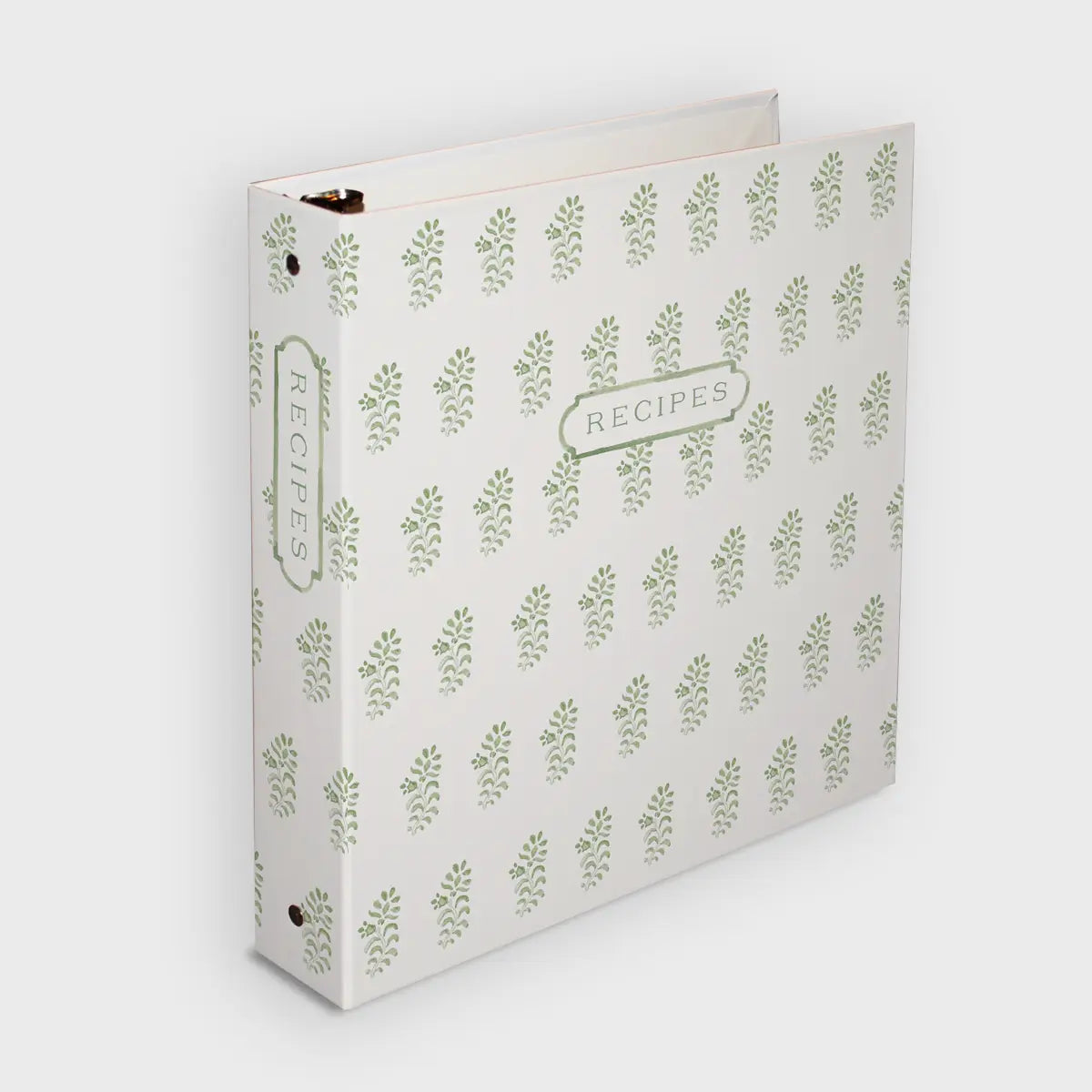 Block Print 3-Ring Recipe Binder in Green