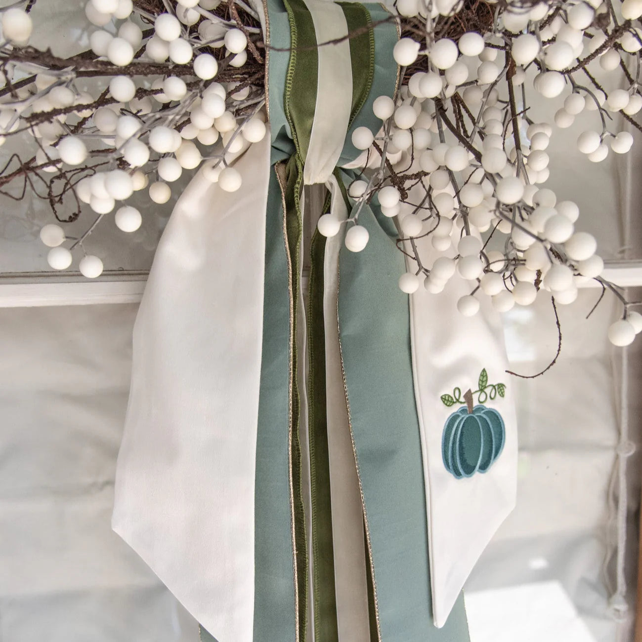 Wreath Sash | Pumpkin - Blue