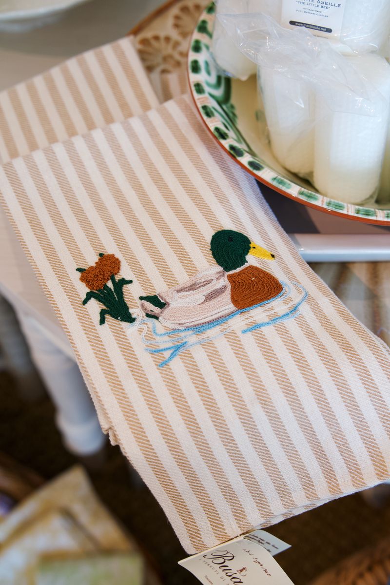 Hand Embroidered Kitchen Towel with Duck Col. 113
