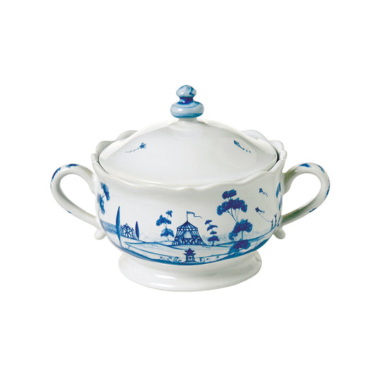 Country Estate Sugar Bowl with Lid- Delft Blue