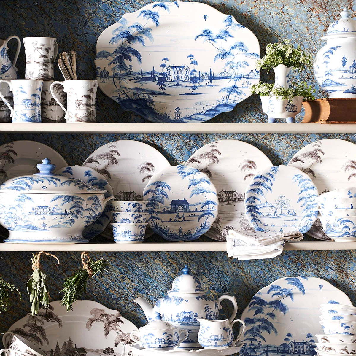 Country Estate 18.5" Platter | Delf Blue