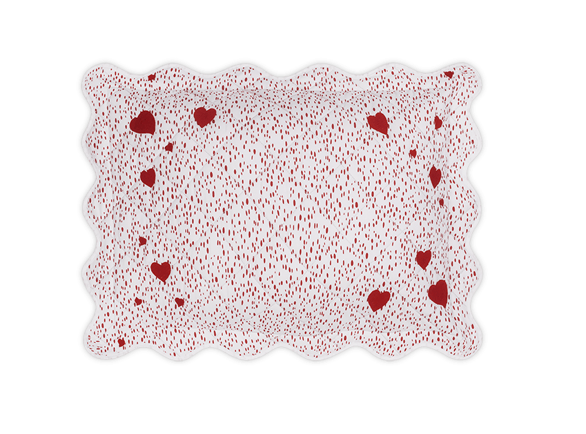 Matouk Celine Hearts Mini Pillow in Redberry - Quilted Boudoir Sham