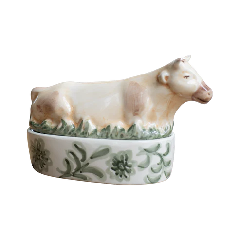 Cow Butter Dish- Green