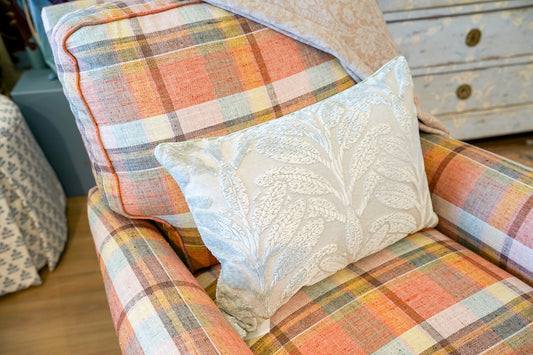 Thibaut Blue Leaf Design Velvet Lumbar Pillow