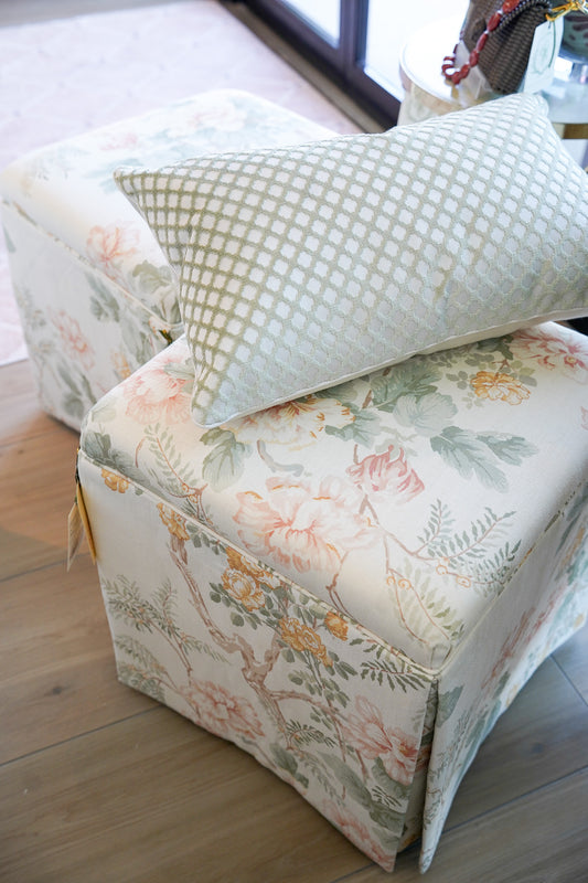 Gwendolyn Ottoman in Lee Jofa Chinese Peony