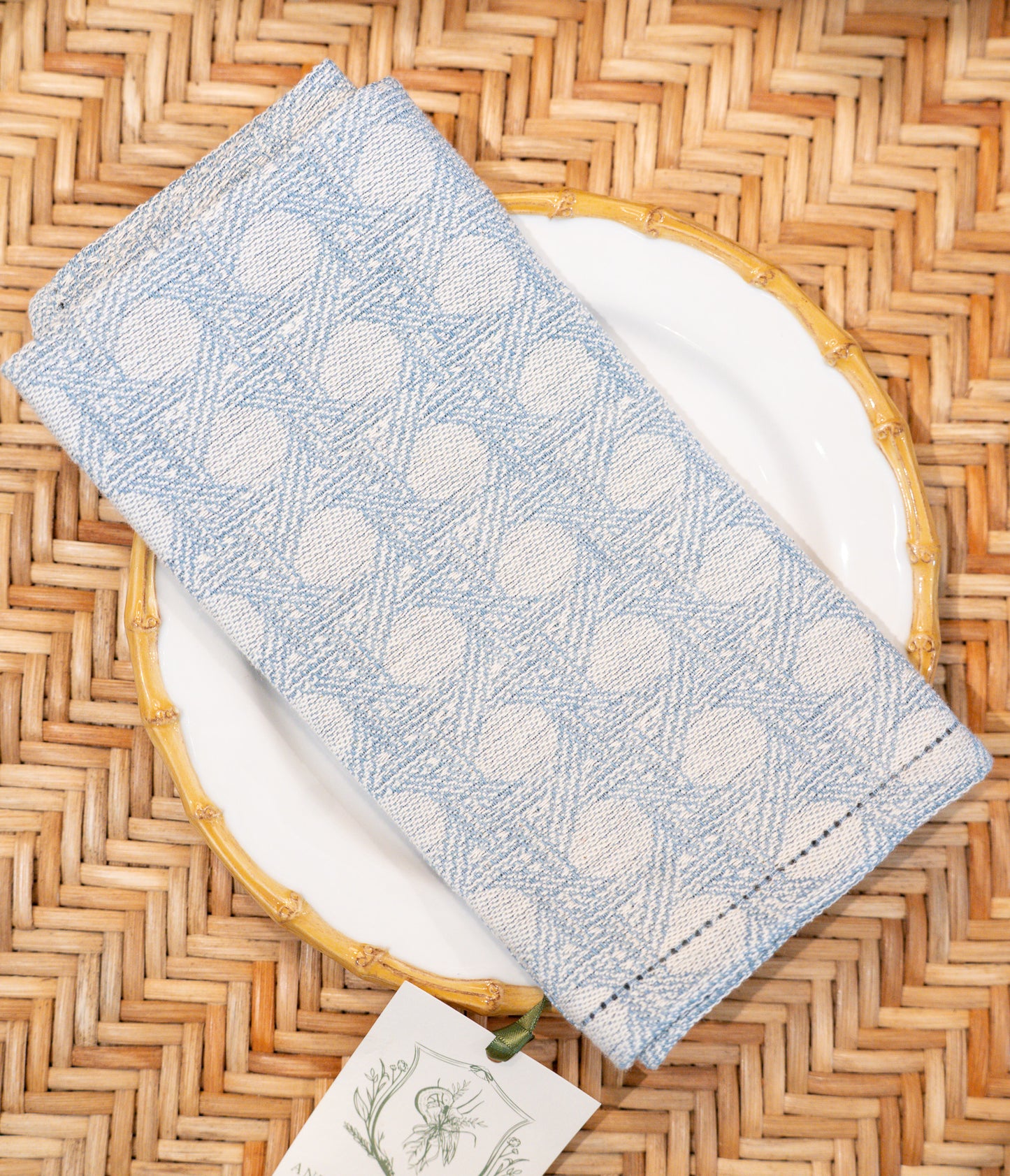 Gioco di Vienna 20" Woad Blue | Napkin | Busatti Col.135 Hemstitch