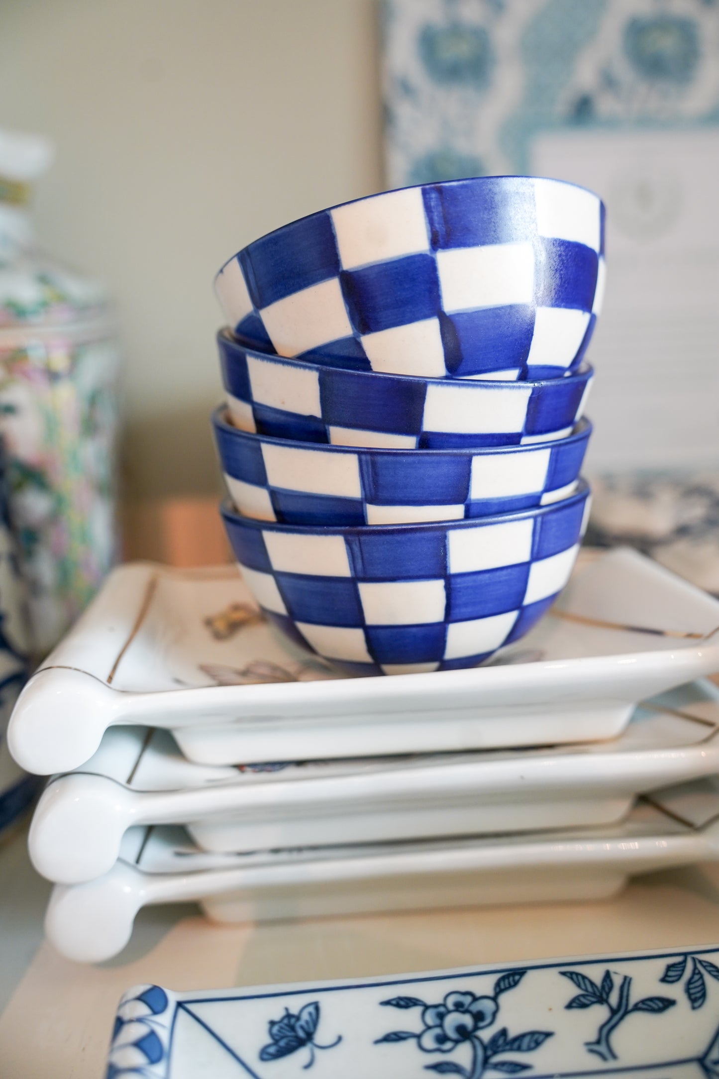 Small Checkered Dark Blue Bowl