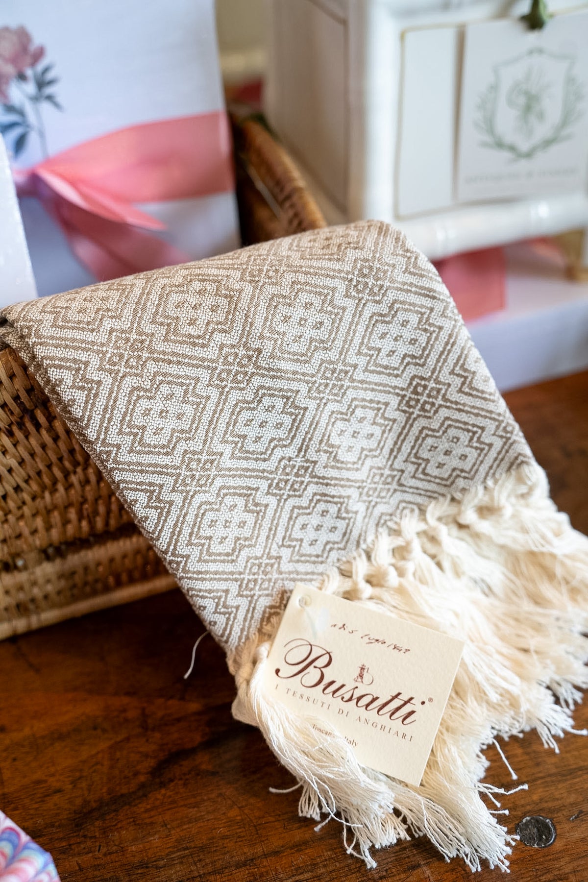 Fante Di Coppe Safari Brown Guest towel with Fringe | Busatti Col. 111