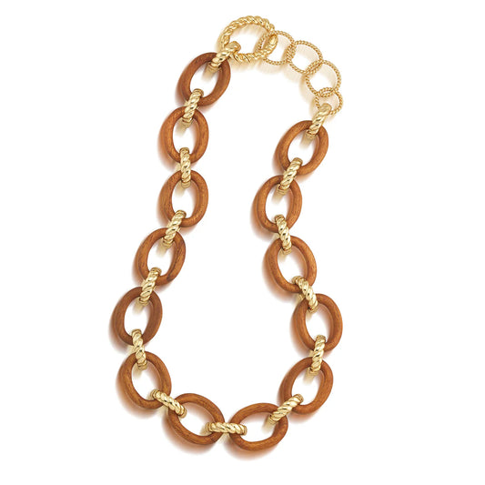 Earth Goddess Link Necklace, 17" + 2" Teak ZEN10/101