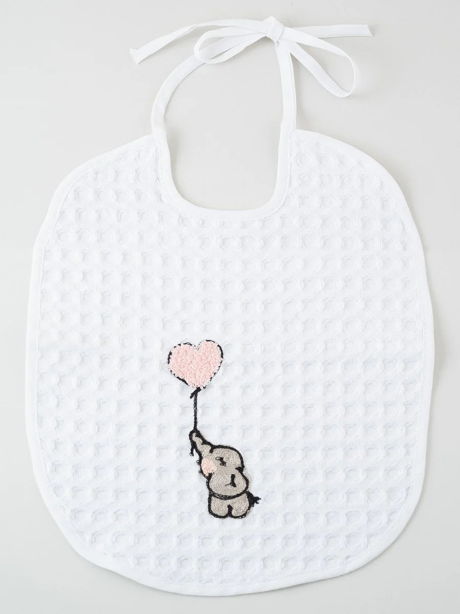 Bib with embroidery | Elephant with Pink Balloon