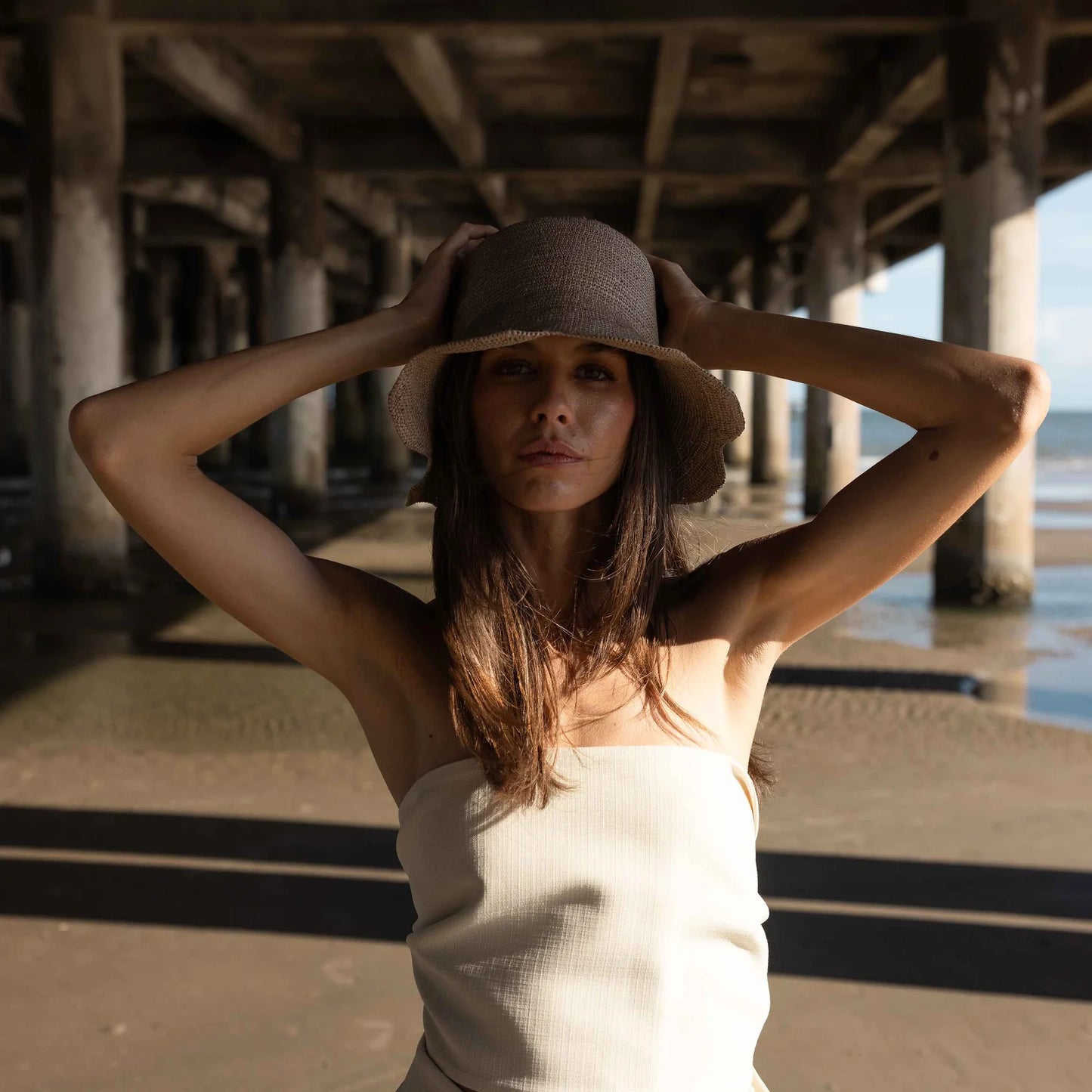 Scallop Crochet Bucket Hat | Greige