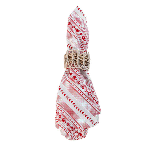 Juliska Villa Stripe Napkin - Red/White