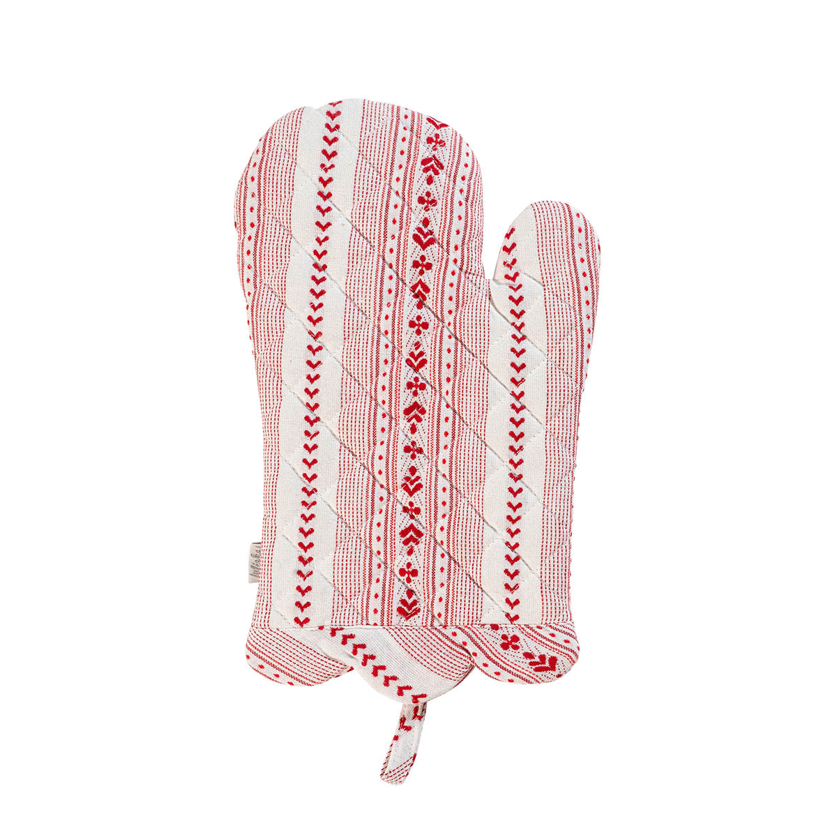 Villa Stripe Oven Mitt and Pot Holder Set of 2 Piece Ruby