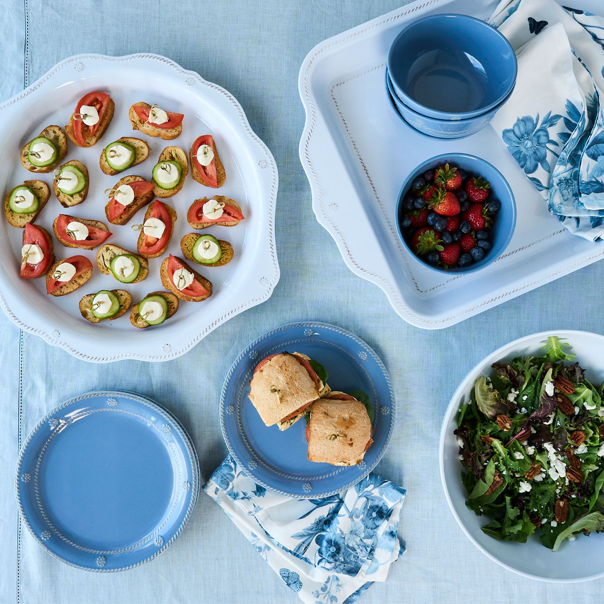 Berry & Thread Melamine Dessert/Salad Plate - Chambray