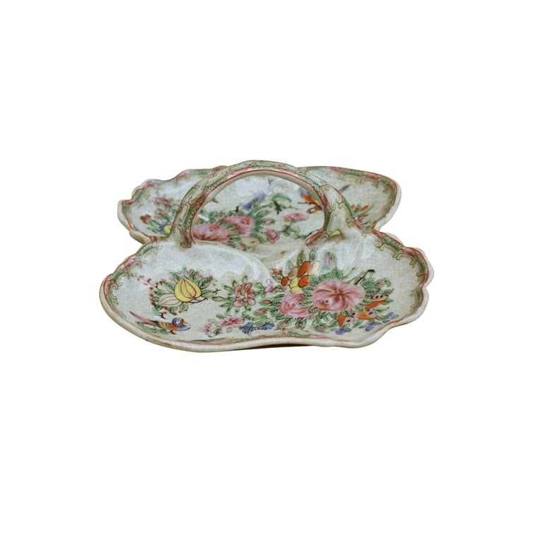 Porcelain Vintage Rose Medallion Basket