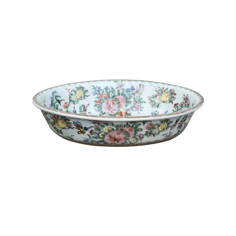 Porcelain Rose Medallion Oval Bowl