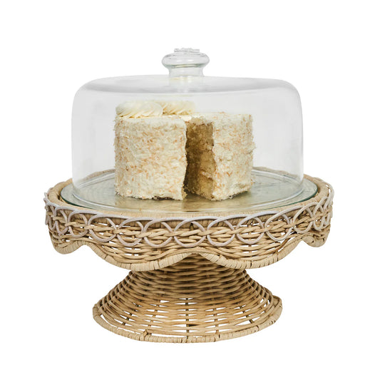Provence Rattan Cake Stand | Whitewash
