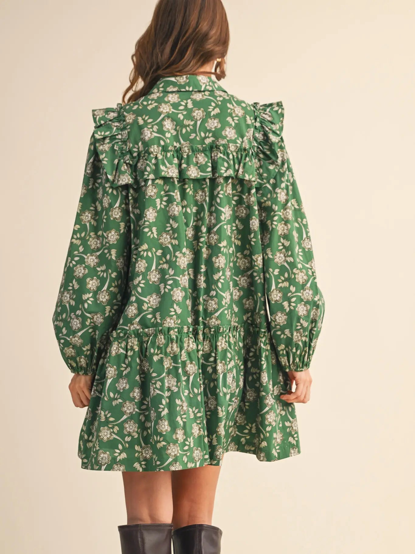 Ruffle Trim Button Down Mini Dress