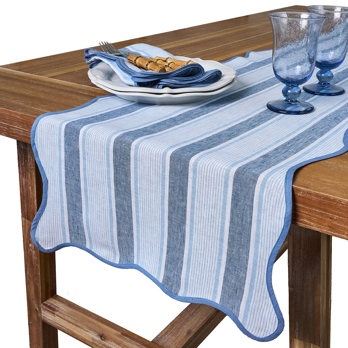 Cabana Stripe 18" x 90 Table Runner - Ocean