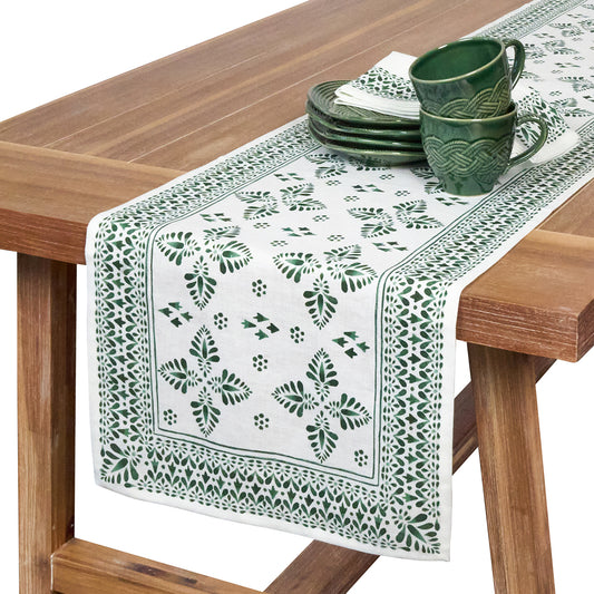Iberian Border 18" x 90" Table Runner | Evergreen TR15/29