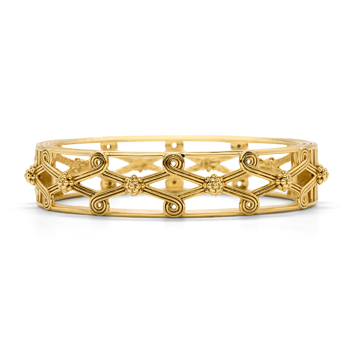 Monique Lattice Hinged Bangle Gold