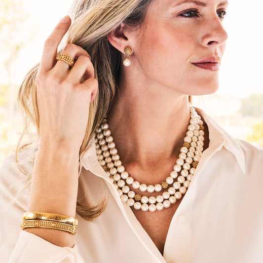 Berry Vine Hinged Bangle, S/M - Gold