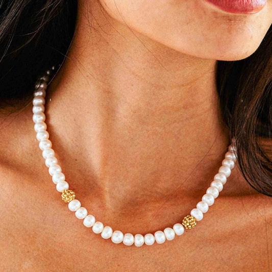 Berry Single Strand Necklace, 16"+2'' - Pearl