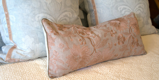 Pink Taupe Embroidery Pillow