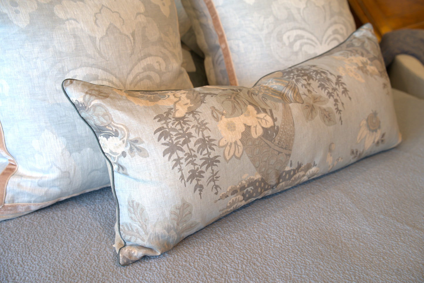 Thibaut Fairbanks Piped Spa Blue Lumbar