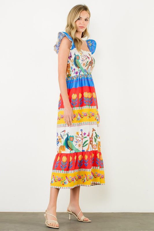 Wild Garden Smocked Maxi Dress