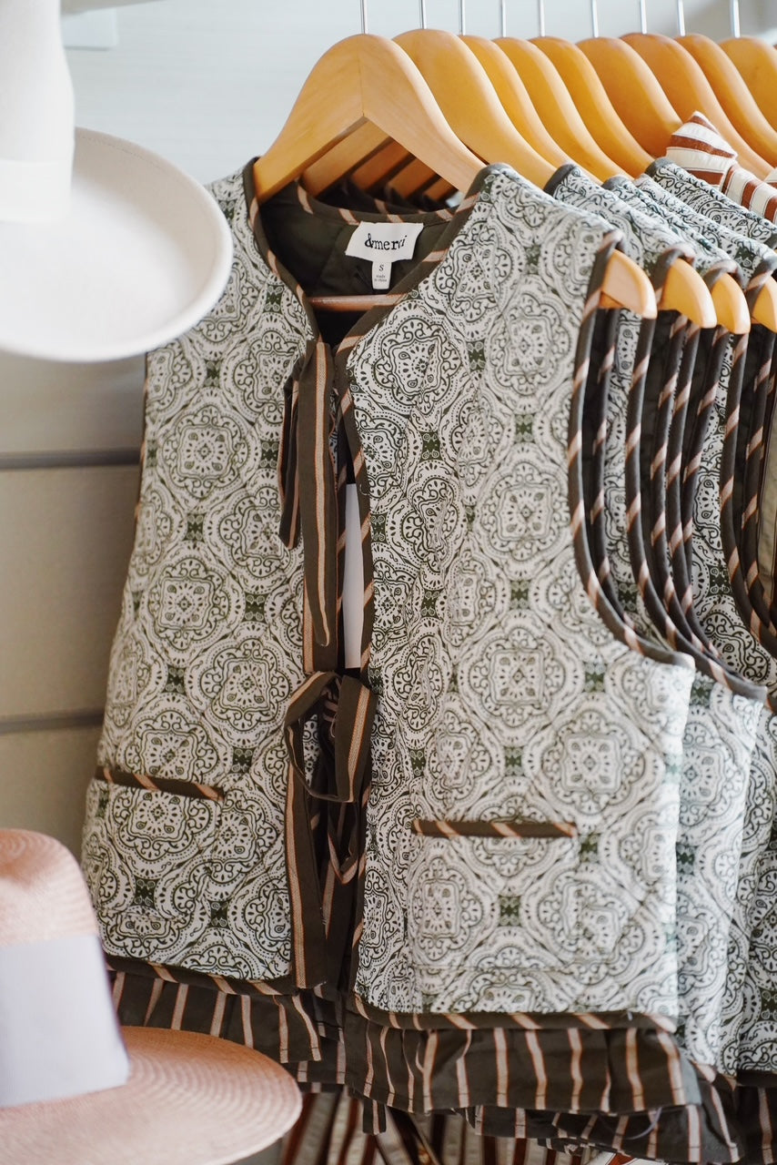 Quilted Print Ruffle | Olive Multi