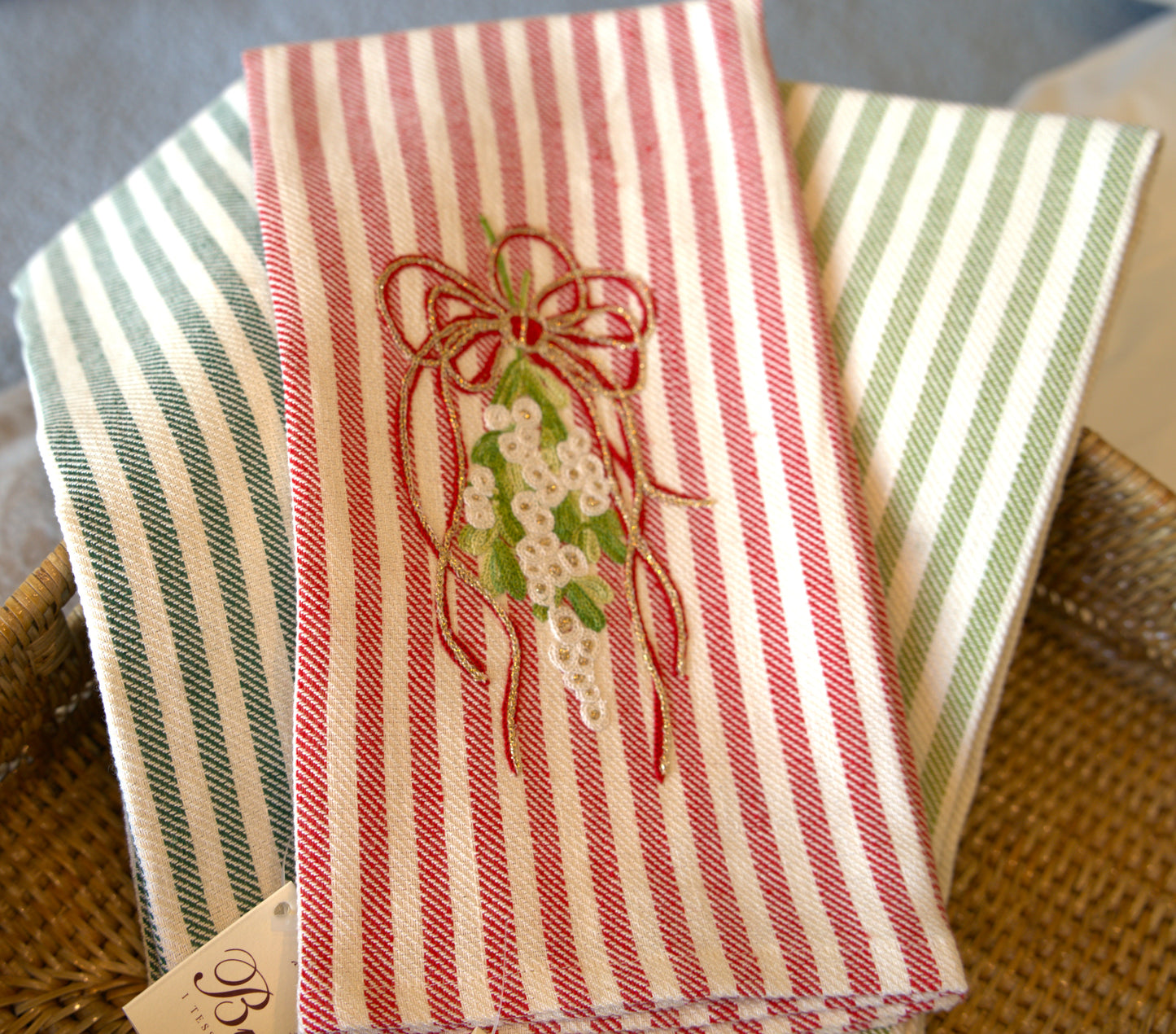Mistletoe Red | Busatti Pomelo Kitchen Towel | Col. 2