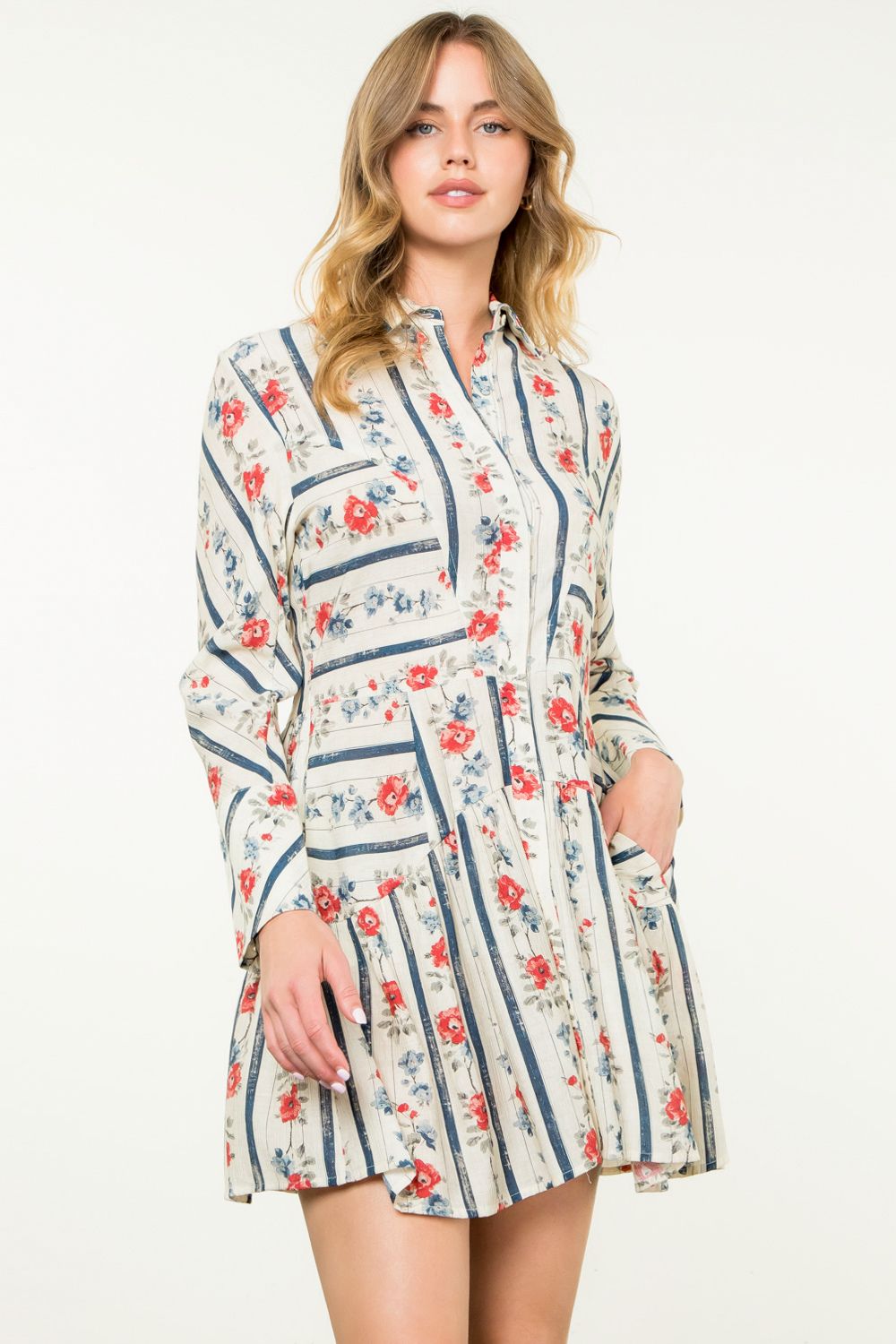 Long Sleeve Floral Dress - Medium