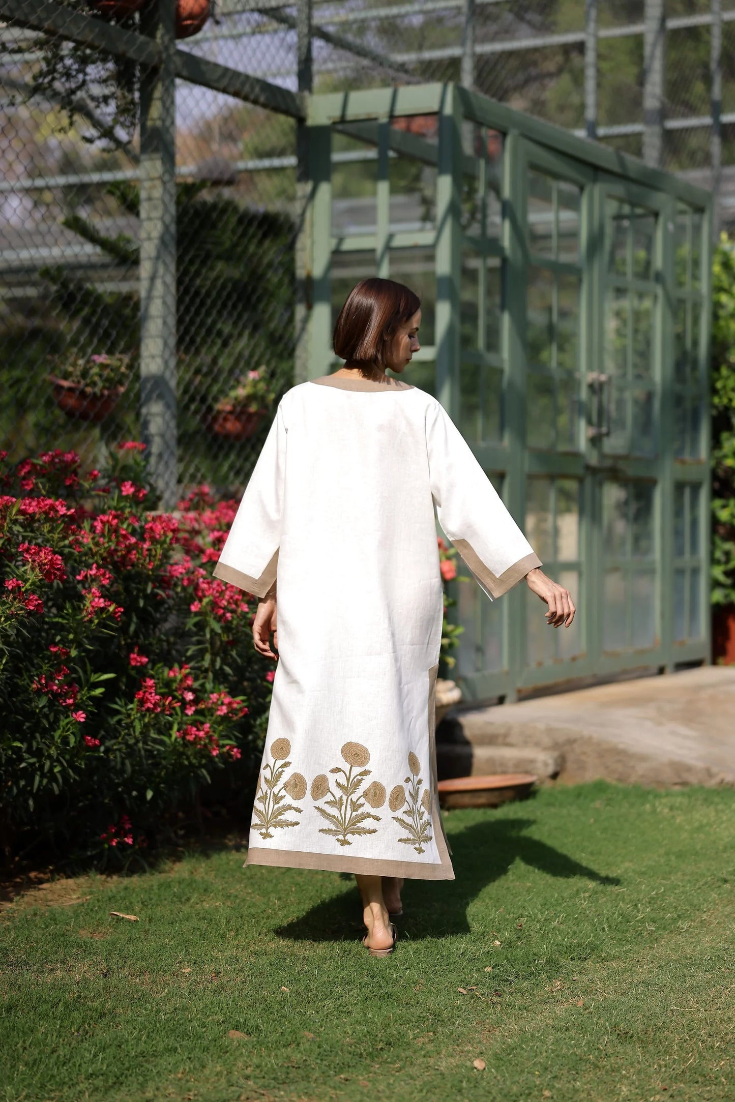 Hampton Kaftan Khaki Flower - XS/S