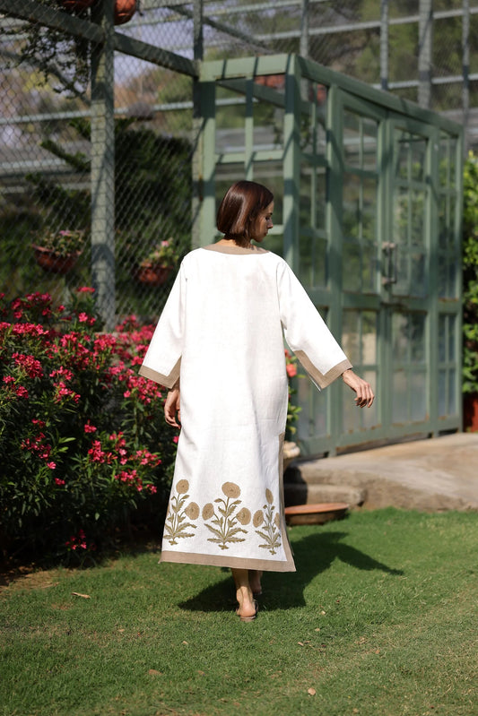 Hampton Kaftan Khaki Flower - XS/S