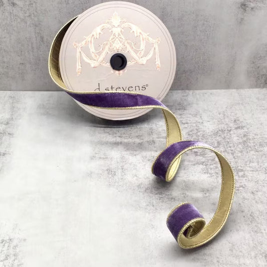 Velvet Metallic Gold Back Ribbon 05-1139 | Violet