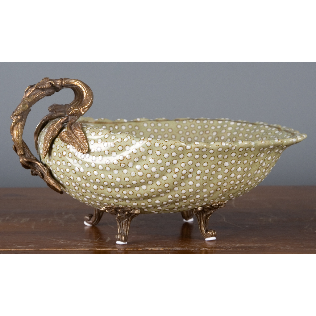 Porcelain Shell Dish with Bronze Accent