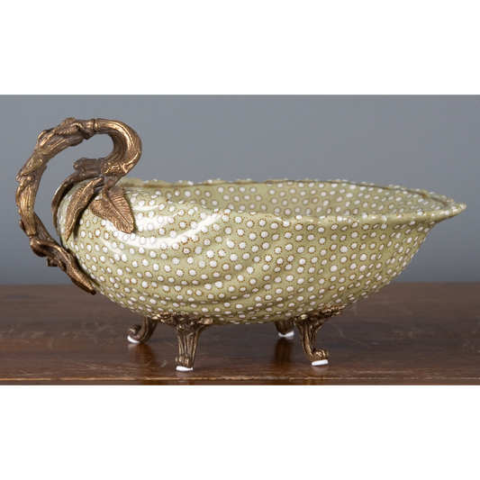 Porcelain Shell Dish with Bronze Accent