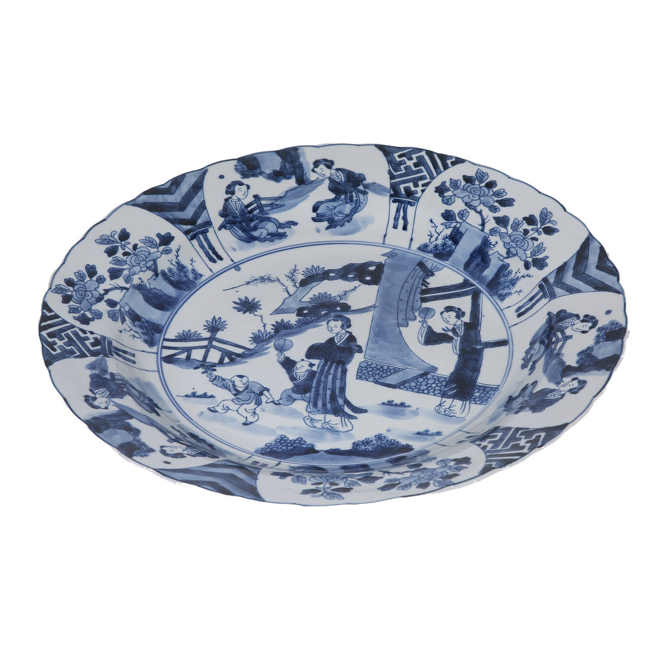 Blue And White Plate Noble Lady Motif