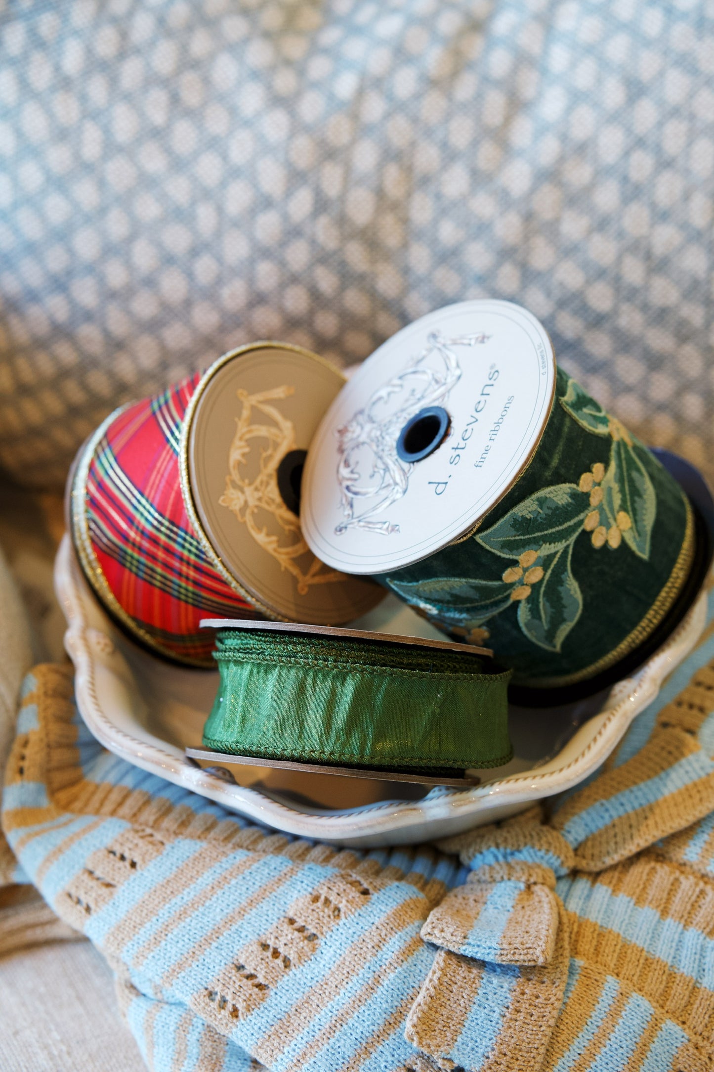 Velvet Bay Leaf Embroidery Ribbon | Cottage Green | D. Stevens