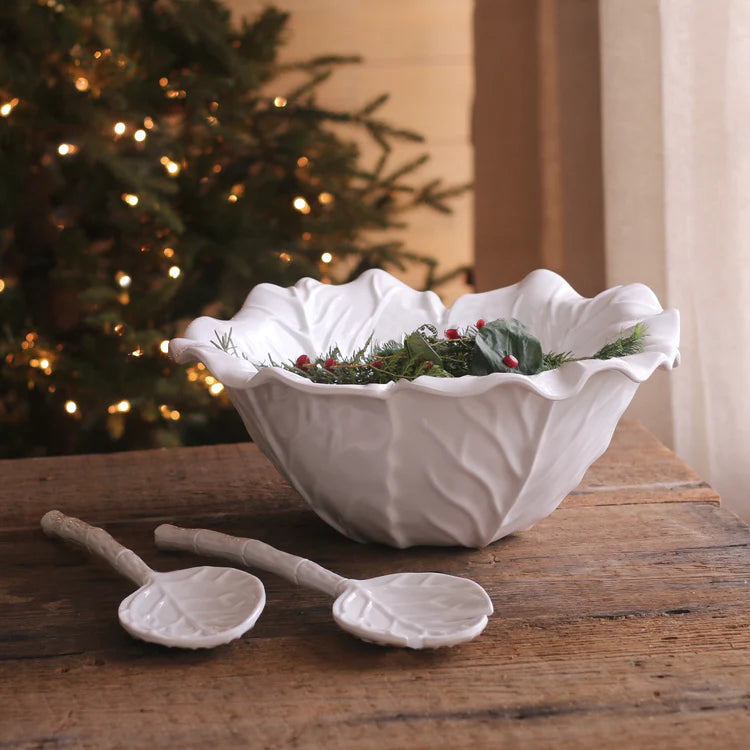 VIDA Lettuce Large Salad Servers - White