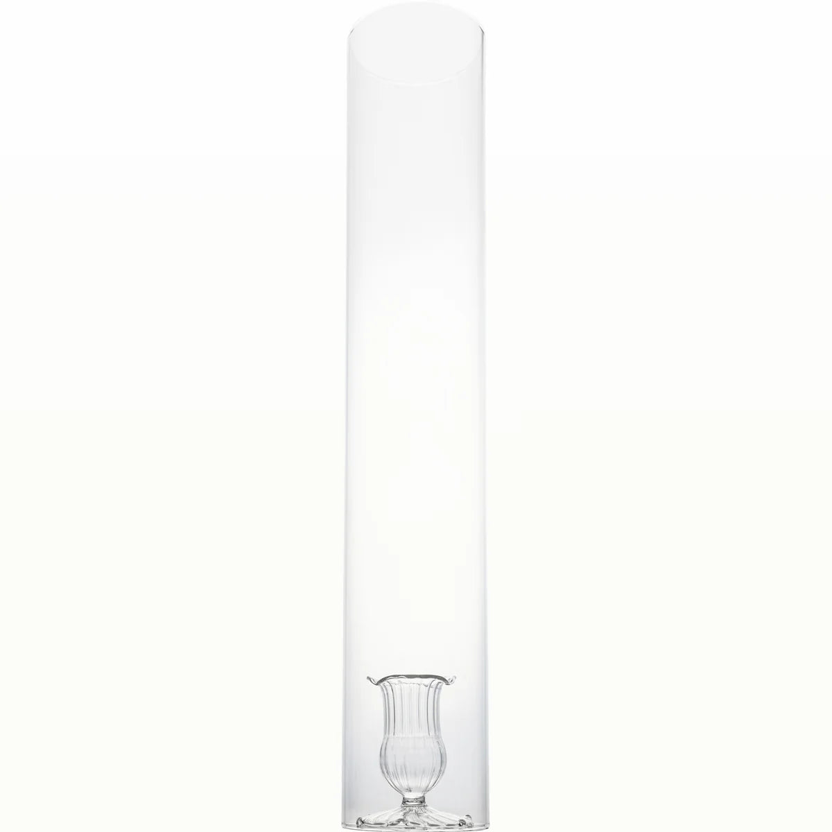 2 Piece Candleholder with Cylinder, Clear