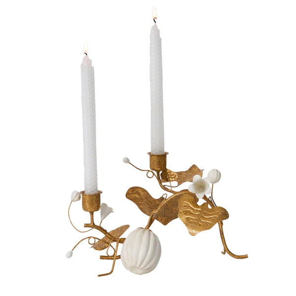 Forest Walk Pumpkin & Vine Double Candlestick Holder